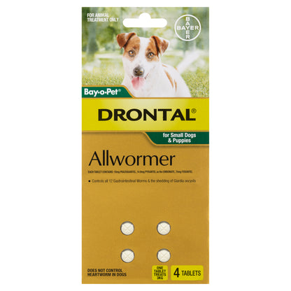 Drontal Allwormer Tablets for Small Dogs & Puppies 4 Tablets - ADS Pet Store