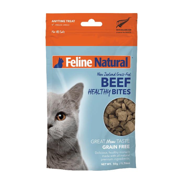 feline natural freeze dried beef healthy bites cat treat 50g