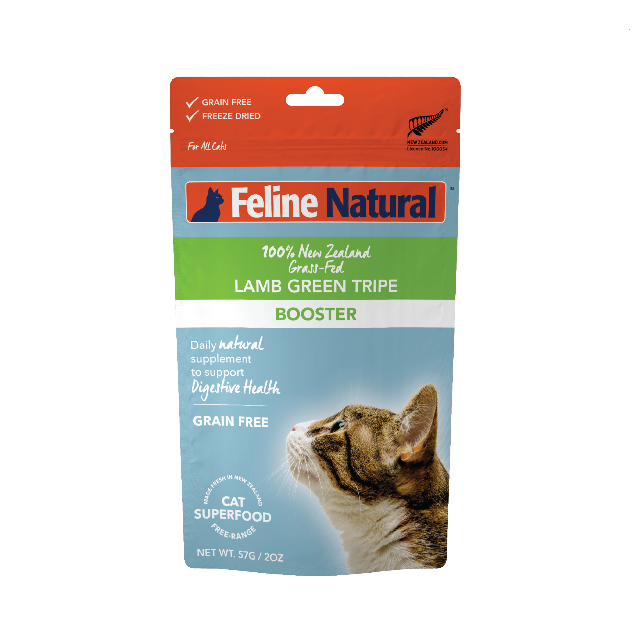 Feline Natural Grain Free Lamb Green Tripe Freeze Dried Food Supplement Booster 57g - ADS Pet Store