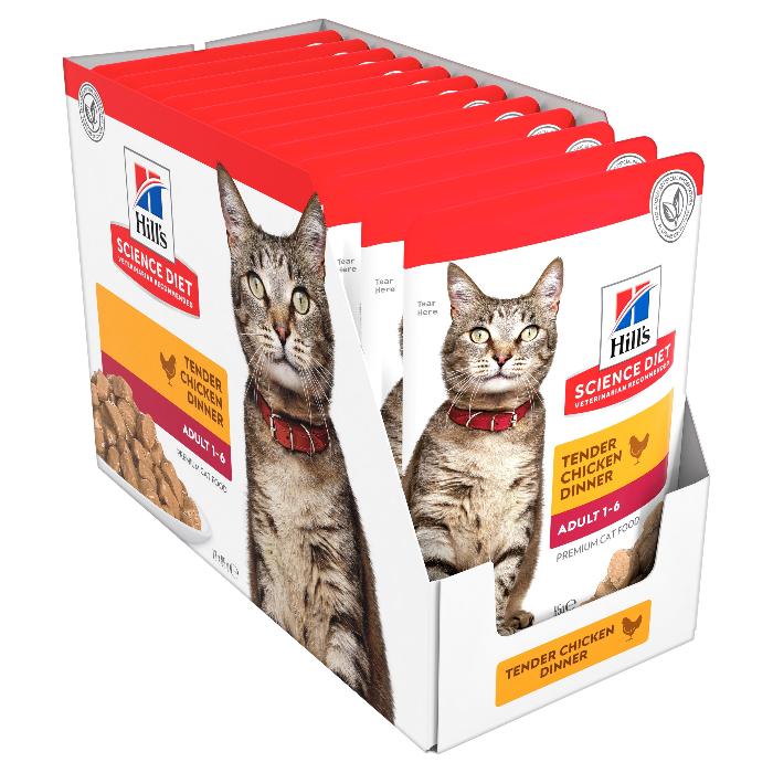 hills science diet chicken adult wet cat food pouches 85gx12