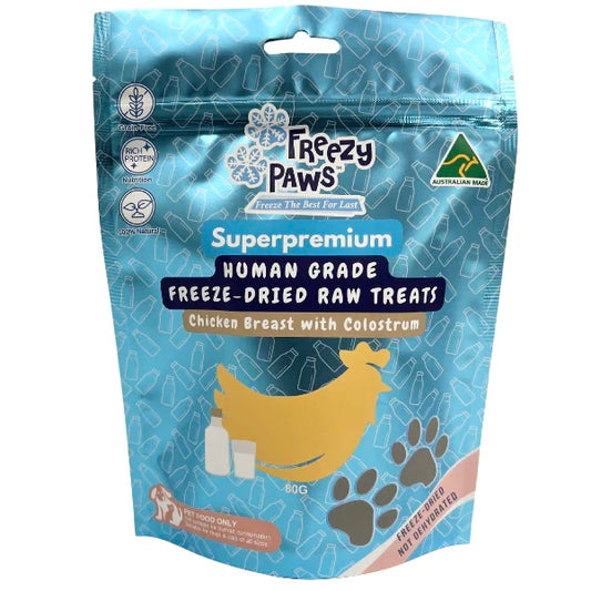 Freezy Paws Freeze-Dried Chicken Breast Raw with Colostrum Treats for Pet Cat Dog 80G - ADS Pet Store