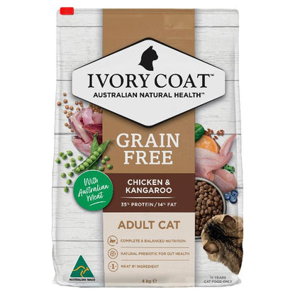 Ivory Coat Grain Free Adult Chicken And Kangaroo Dry Cat Food 4kg