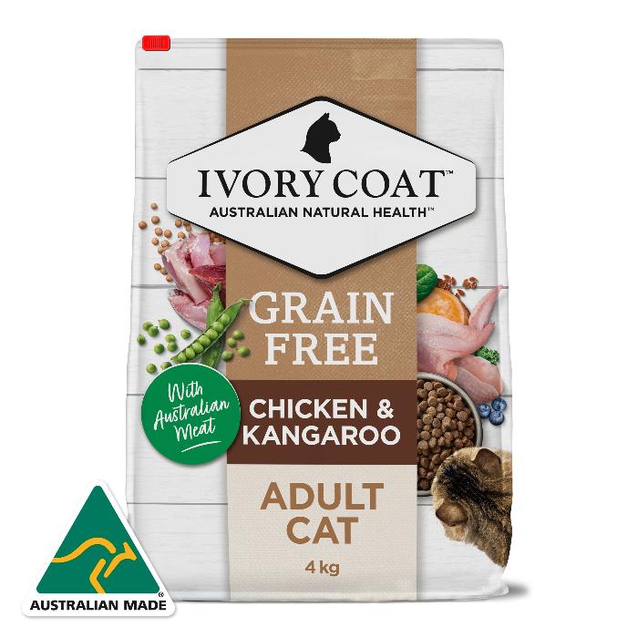 Ivory Coat Grain Free Adult Chicken And Kangaroo Dry Cat Food 4kg