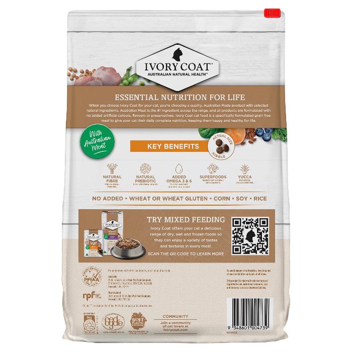 IVORY COAT Grain Free Adult Dry Cat Food Chicken 4KG back