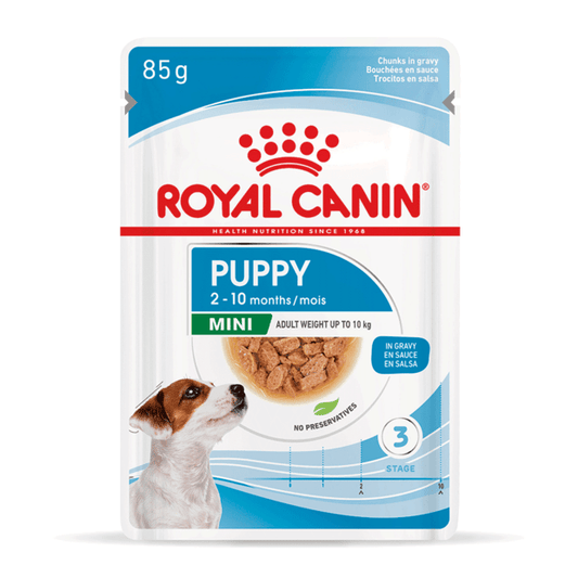ROYAL CANIN Mini Puppy Wet Dog Food Pouches 12 x 85g - ADS Pet Store