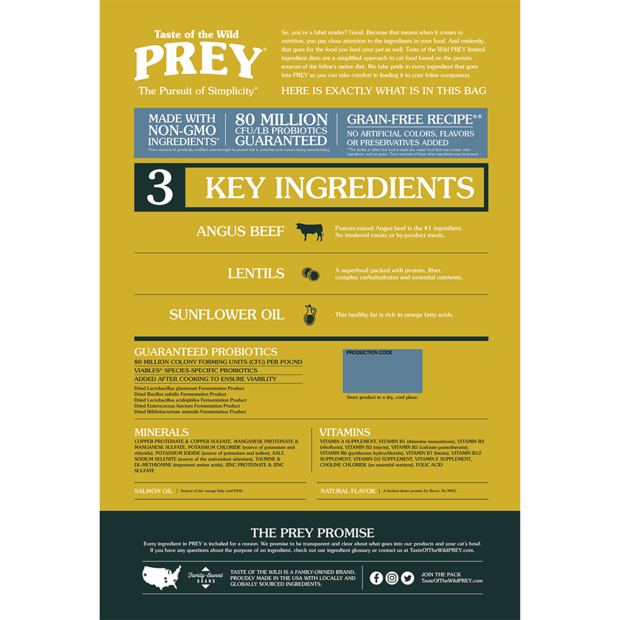 Taste of The Wild Prey Grain Free Angus Beef Dry Cat Food 6.8KG - ADS Pet Store